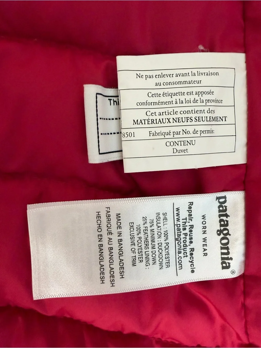 Patagonia Kids XL (14) Down Sweater Jacket Pink Magenta Full Zip Puffer